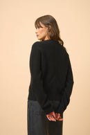 Pull Col Rond Zippé Dos - Jona - Noir