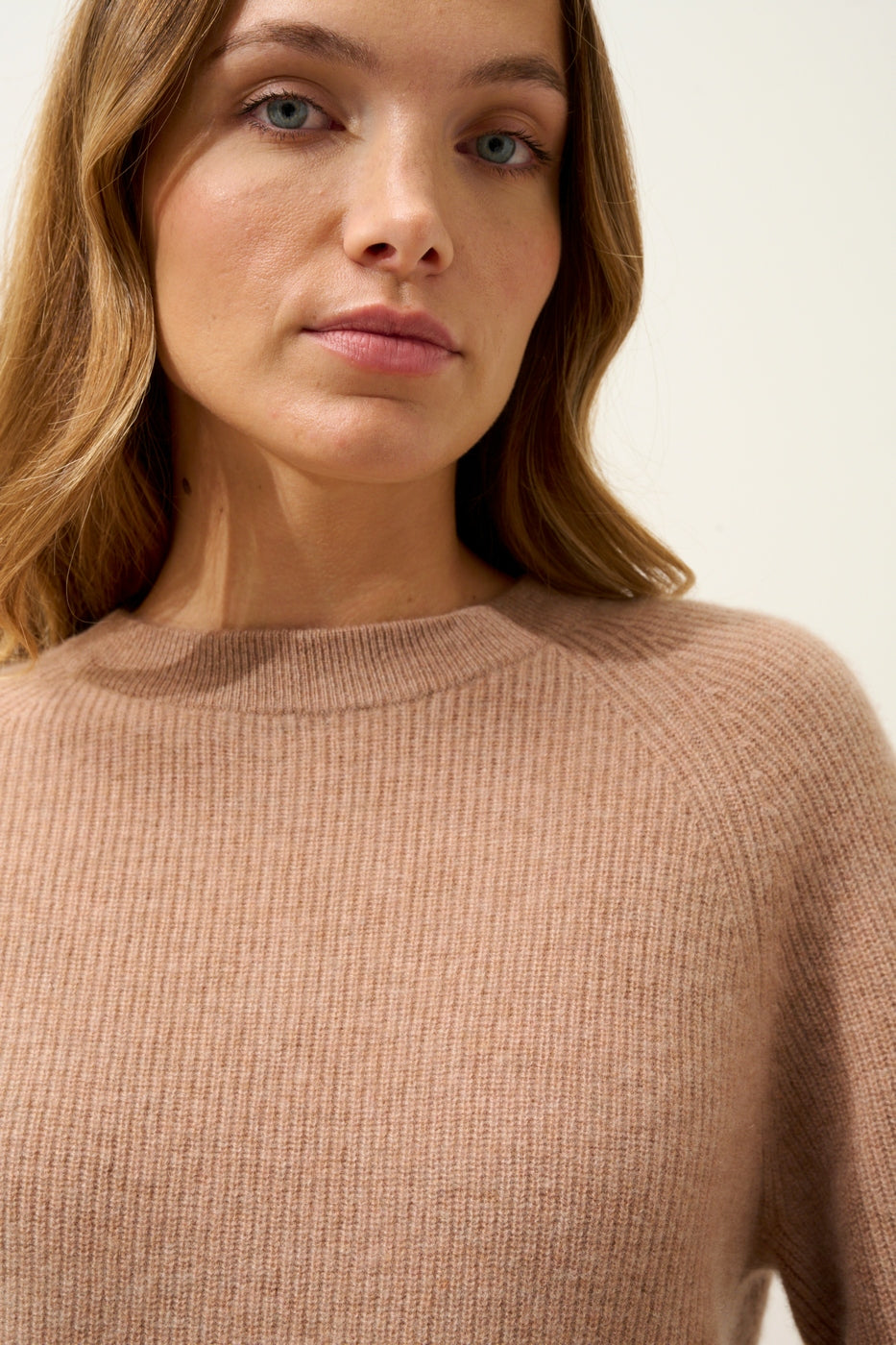 Pull Col Rond Zippé Dos - Jona - Camel Chiné