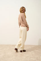 Pull Col Rond Zippé Dos - Jona - Camel Chiné
