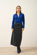 Long-Sleeve Zipped Collar Polo - Kristjan - Outremer