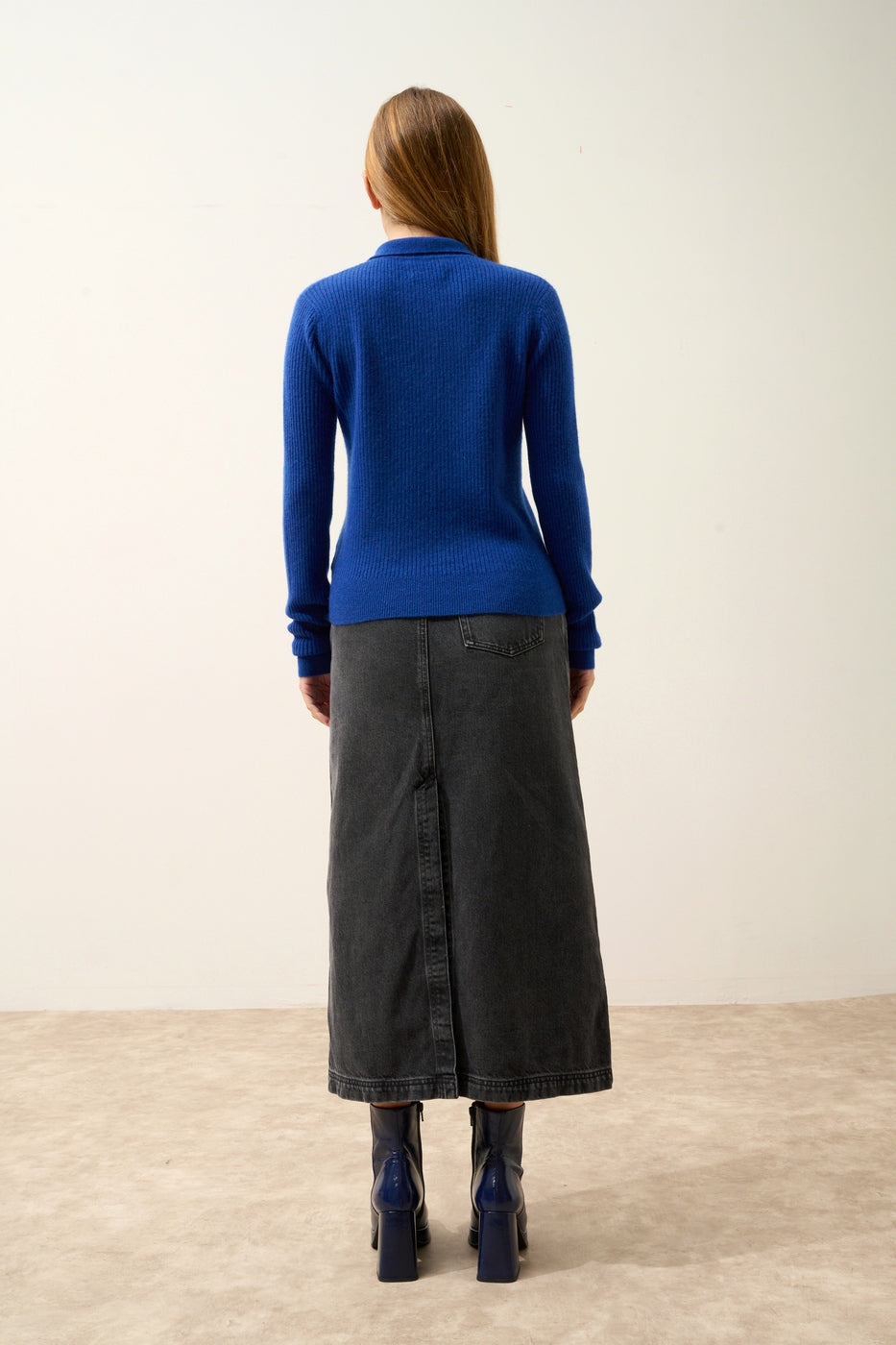 Long-Sleeve Zipped Collar Polo - Kristjan - Outremer