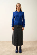 Long-Sleeve Zipped Collar Polo - Kristjan - Outremer