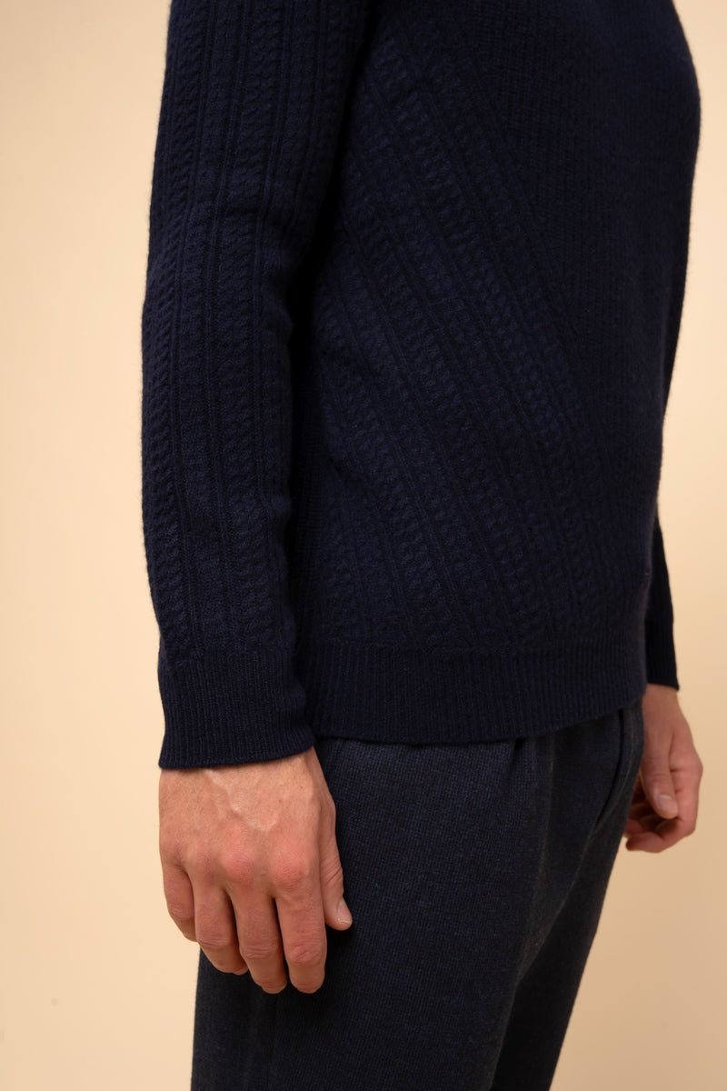 Pull Col Rond 4 Fils Lukka - Navy