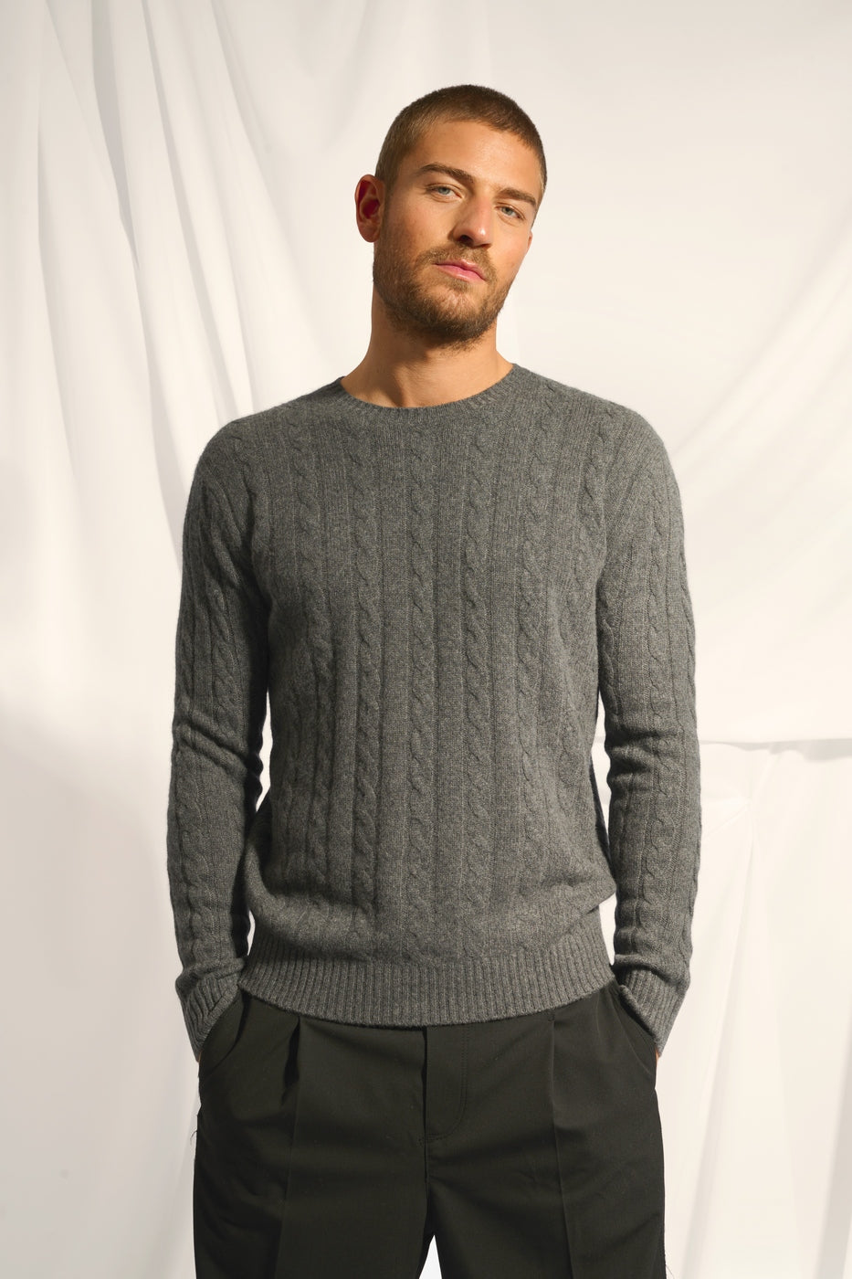 Pull Col Rond 4 Fils - Darri - Anthracite Chiné