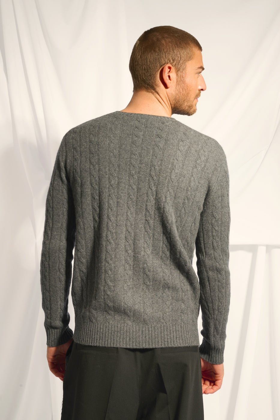 Pull Col Rond 4 Fils - Darri - Anthracite Chiné