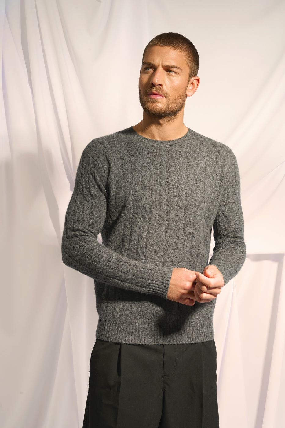 Pull Col Rond 4 Fils - Darri - Anthracite Chiné