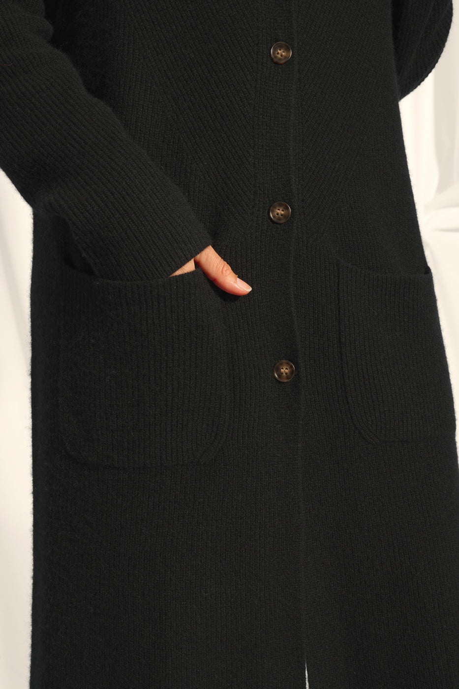 Long V-Neck Cardigan - Dache - Black