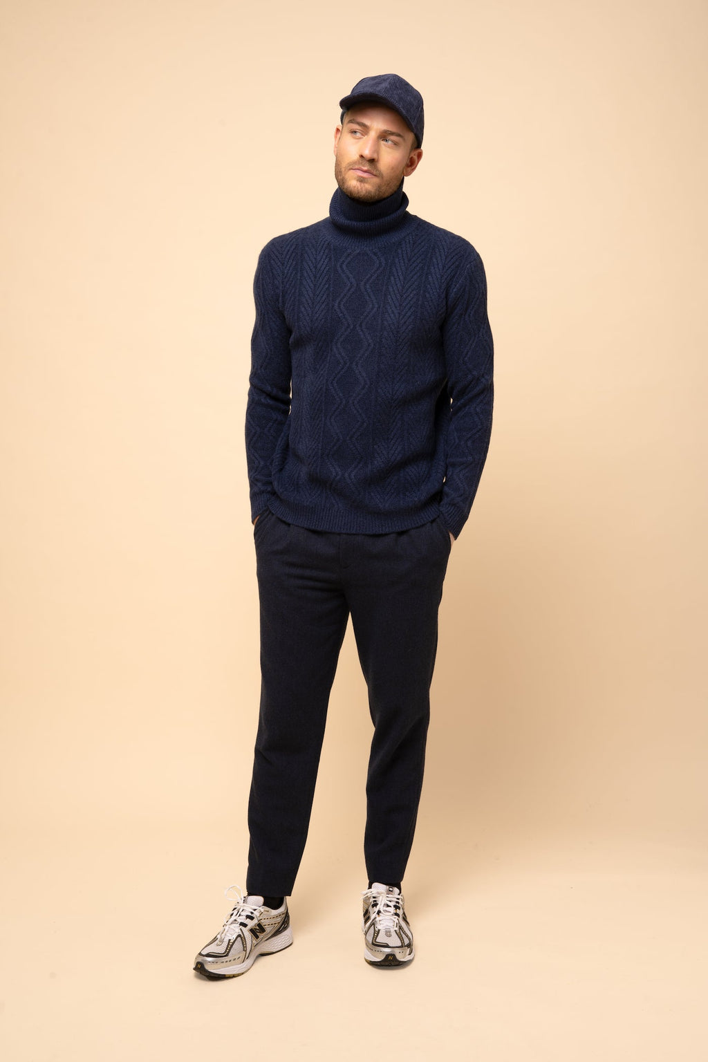 Just Cashmere - Dorje 6-Ply Roll Neck Jumper - 100% 6-Ply Cashmere - Midnight Blue Marl - Men