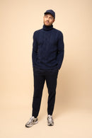 Just Cashmere - Suéter Dorje de cuello alto de 6 hilos - 100% cachemira de 6 hilos - Azul medianoche brezo - Hombre