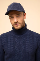 Just Cashmere - Suéter Dorje de cuello alto de 6 hilos - 100% cachemira de 6 hilos - Azul medianoche brezo - Hombre
