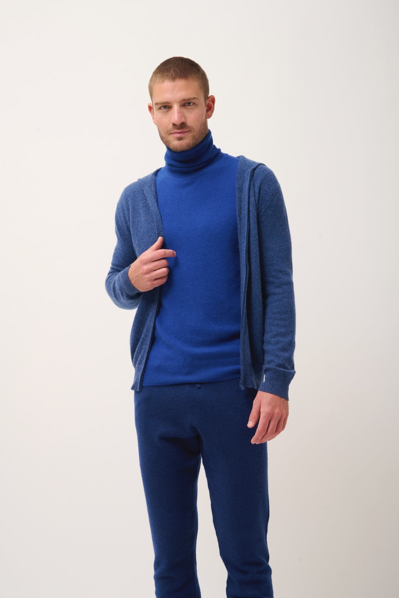 Gilet Zippé Capuche - Elliot - Océan Chiné