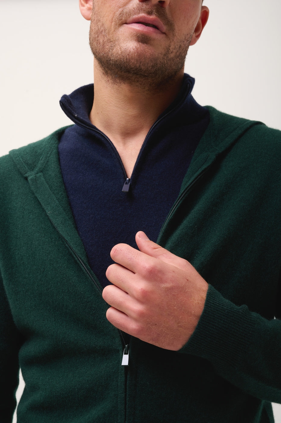 Hooded Zip-Up Cardigan - Elliot - Cypress