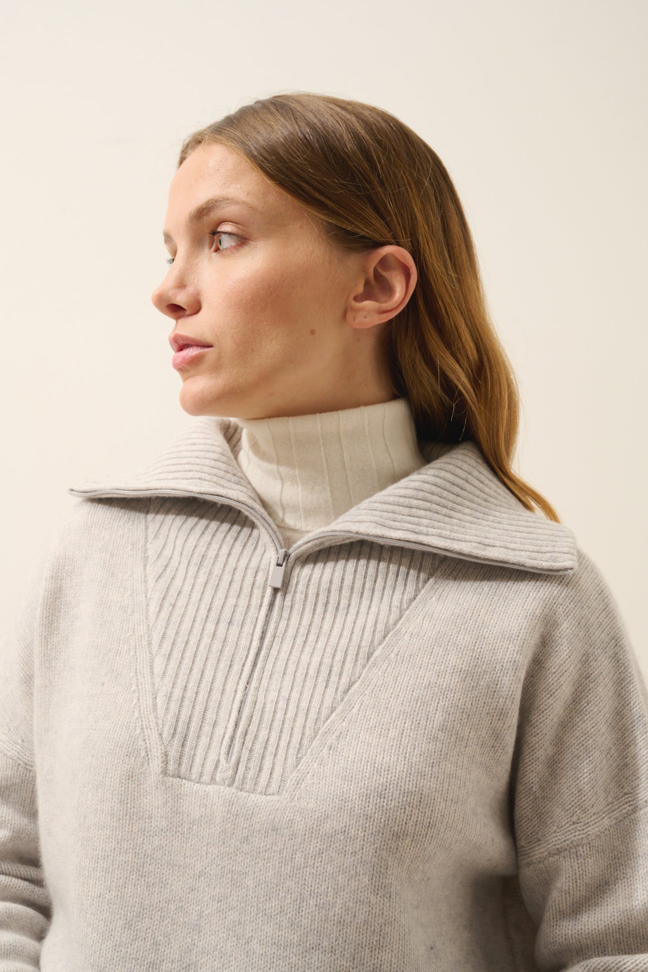 Pull Camionneur 6 Fils Akar - 100% Cachemire 6 Fils - Glacier Chiné - Femme