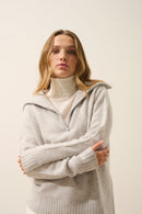 Pull Camionneur 6 Fils Akar - 100% Cachemire 6 Fils - Glacier Chiné - Femme