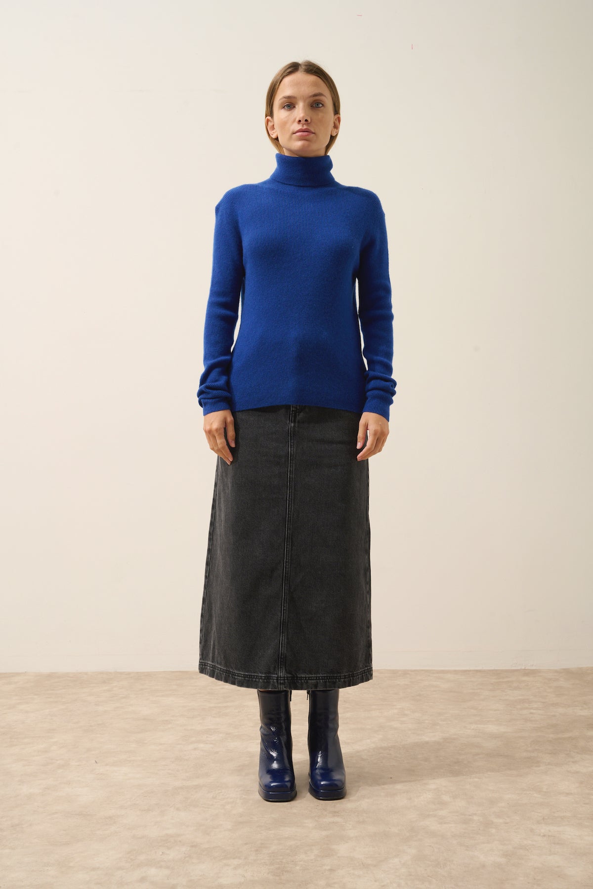 Pull Col Roulé Lanais - 100% Cachemire 2 Fils - Outremer - Femme
