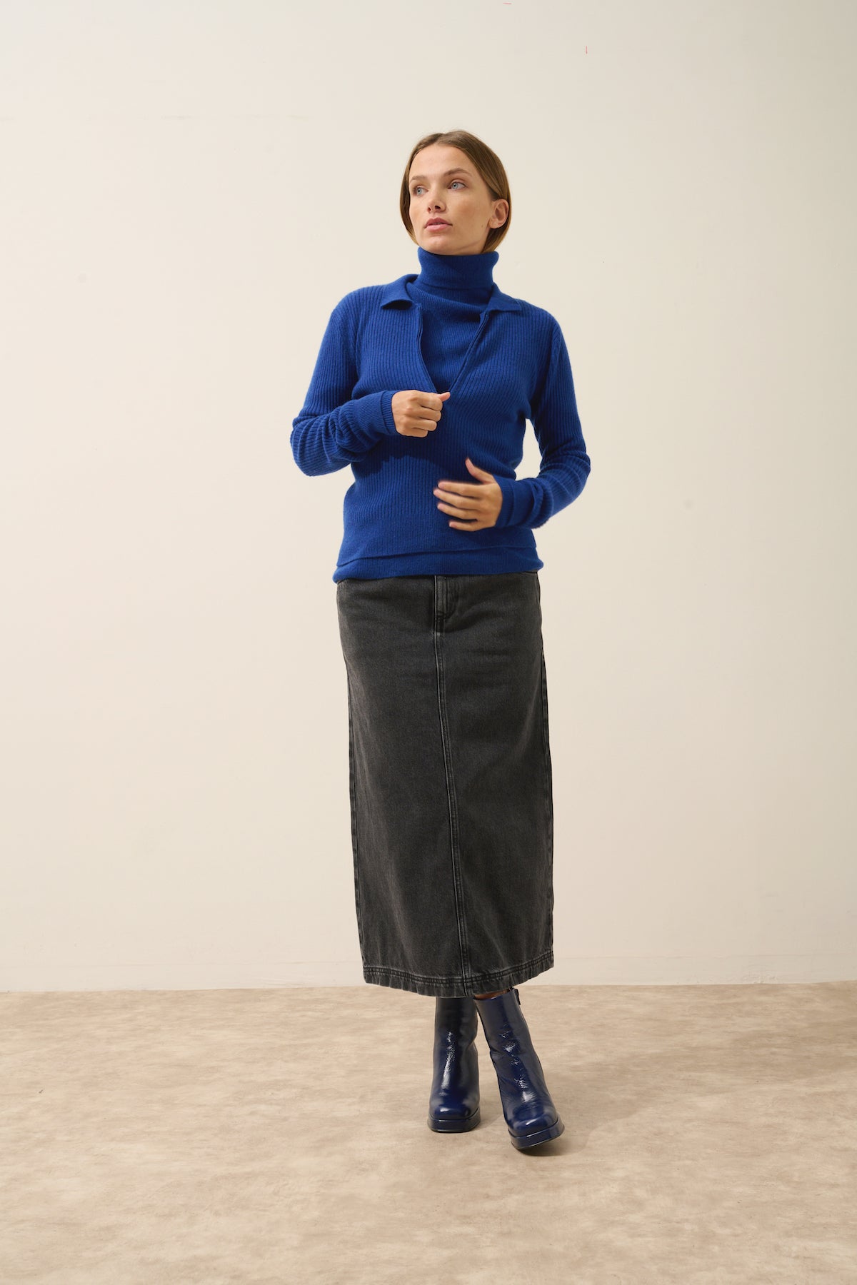 Pull Col Roulé Lanais - 100% Cachemire 2 Fils - Outremer - Femme
