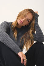 Jersey Cuello Redondo Avana - 100% Cachemira 2 Cabos - Gris Marengo Vigoré - Mujer