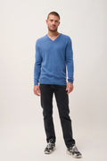 Jersey Cuello de Pico 4 Cabos - Nathan - Azul Denim