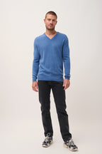 Jersey Cuello de Pico 4 Cabos - Nathan - Azul Denim