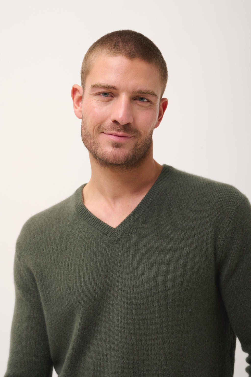 Pull Col V 4 Fils - Nathan  - Kaki