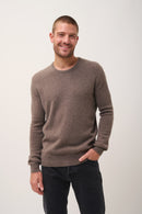 Pull Col Rond 4 Fils Gabin - 100% Cachemire 4 Fils - Taupe Chiné - Homme