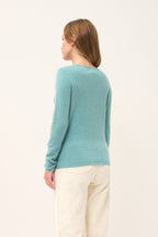 Pull Col V  - Joan - Vert Chiné