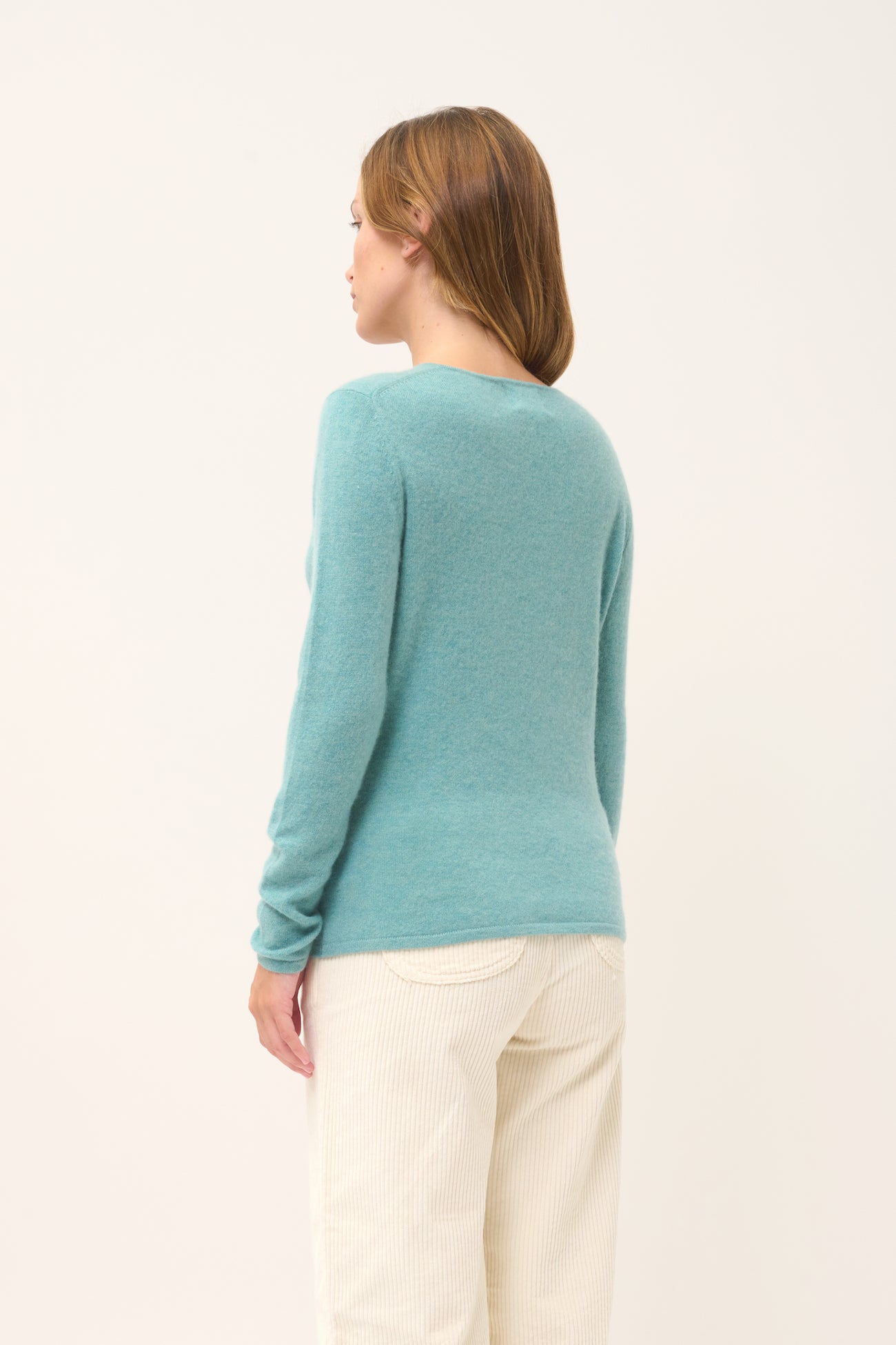 Pull Col V  - Joan - Vert Chiné