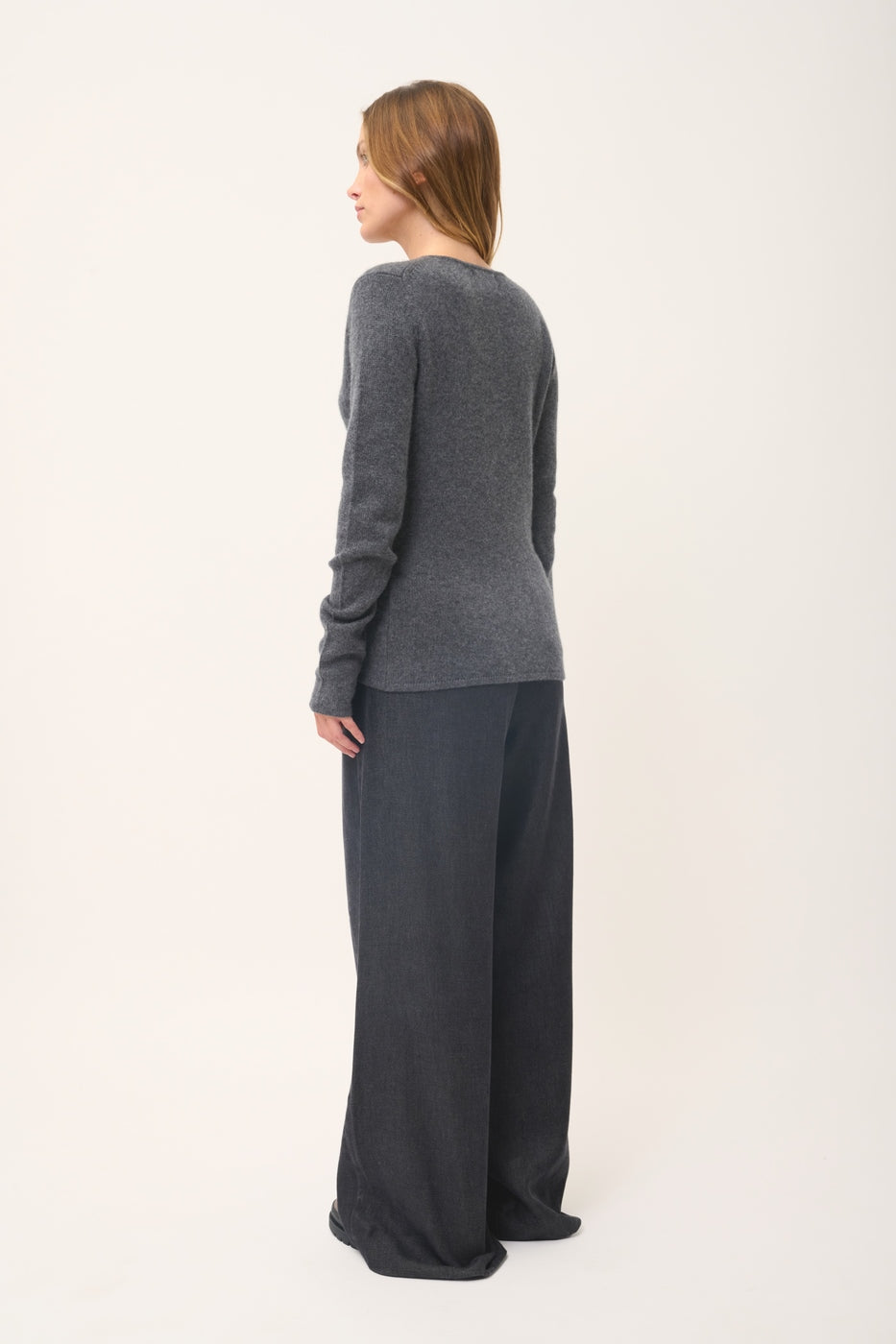 Pull Col V 4 Fils - Abby - Anthracite Chiné