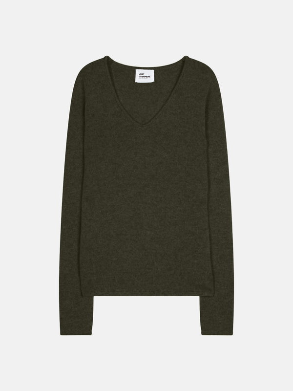 4-Ply V-Neck Jumper - Abby - Khaki