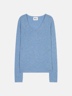Pull Col V 4 Fils - Abby - Sky