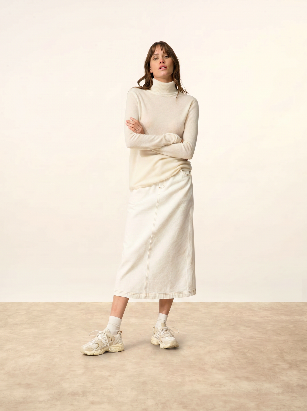 Jersey de cuello alto Ava - Marfil - Mujer