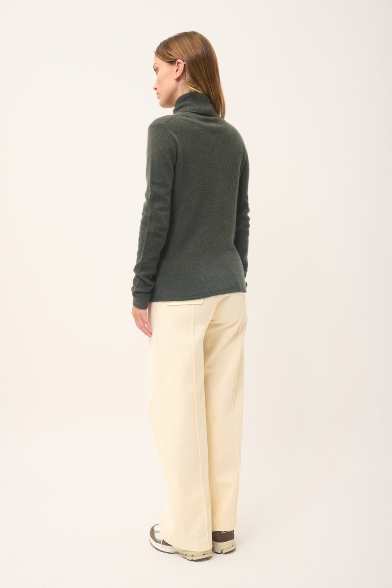 Pull Col Roulé - Ava - Kaki Chiné