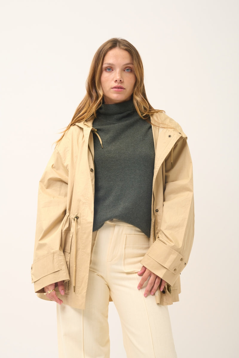 Pull Col Roulé - Ava - Kaki Chiné