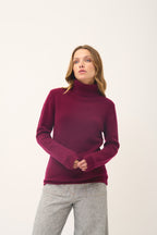 Jersey de Cuello Vuelto de 4 Cabos June - 100% Cachemira de 4 Cabos - Burdeos - Mujer