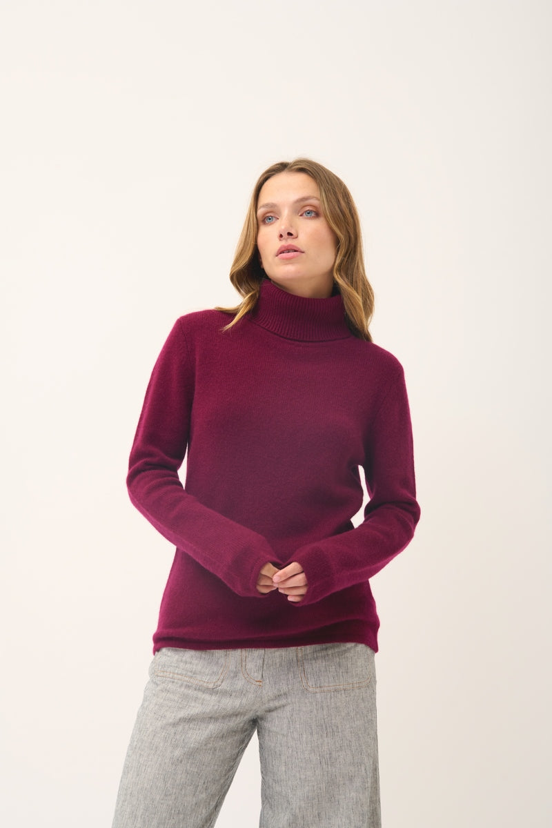Jersey de Cuello Vuelto de 4 Cabos June - 100% Cachemira de 4 Cabos - Burdeos - Mujer