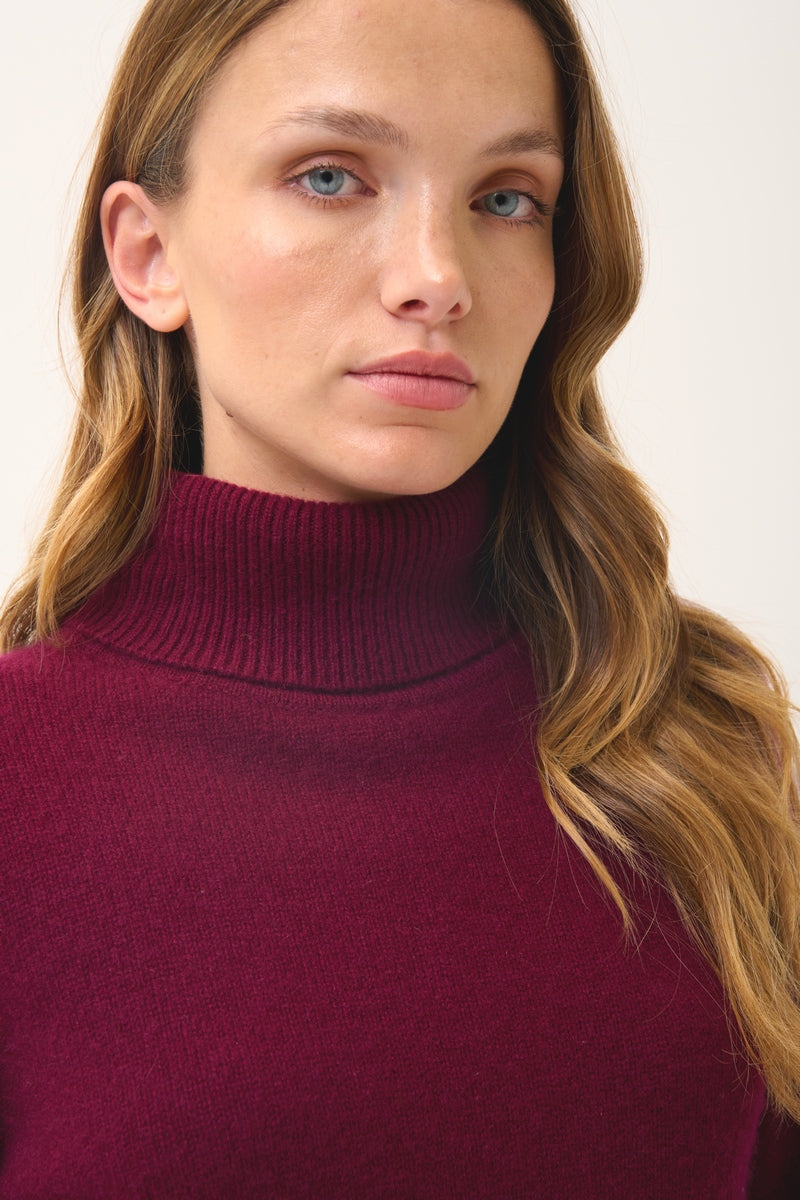 Jersey de Cuello Vuelto de 4 Cabos June - 100% Cachemira de 4 Cabos - Burdeos - Mujer