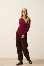 Pull Col Rond 4 Fils - Joyce - Bordeaux