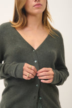 Cardigan Col V - Norma - Kaki Chiné