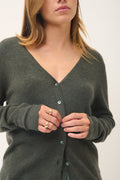 V-Neck Cardigan - Norma - Khaki Marl