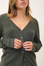 V-Neck Cardigan - Norma - Khaki Marl