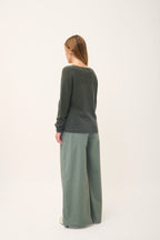V-Neck Cardigan - Norma - Khaki Marl