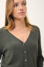 Cardigan Col V - Norma - Kaki Chiné