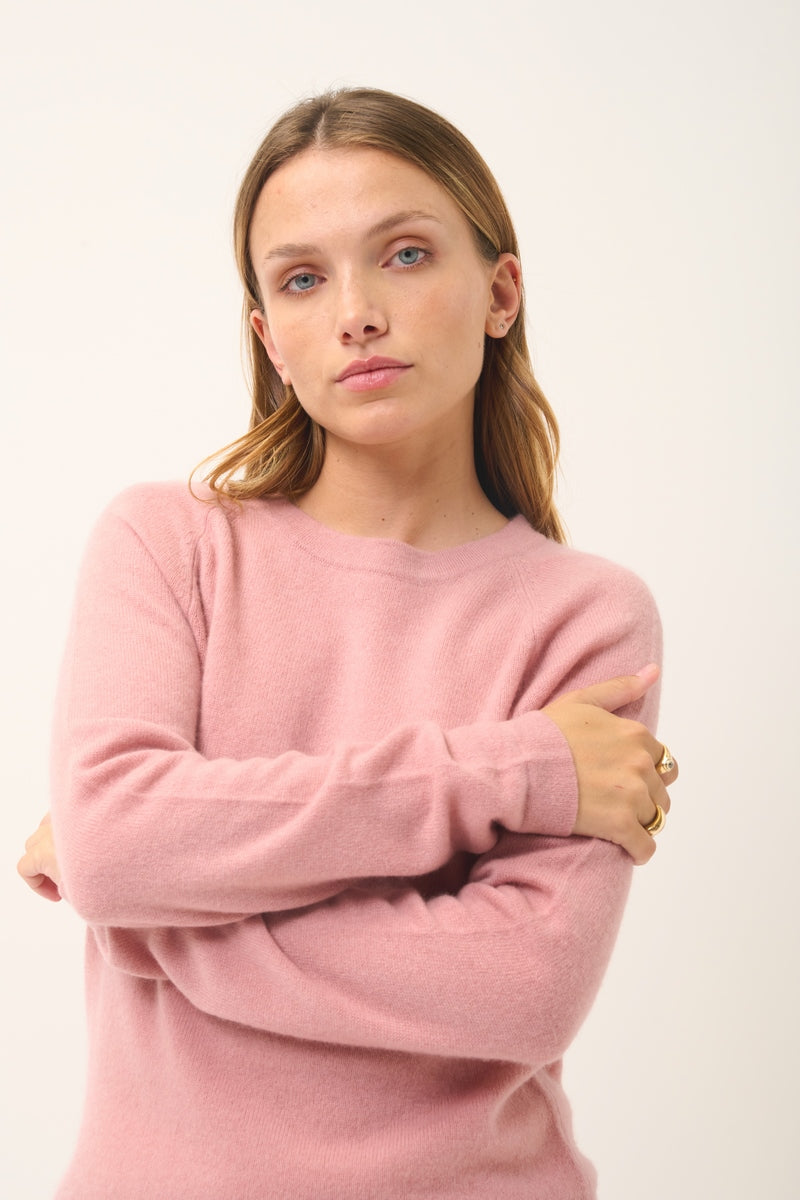 Pull Col Rond Jane - 100% Cachemire 2 Fils - Bois De Rose - Femme