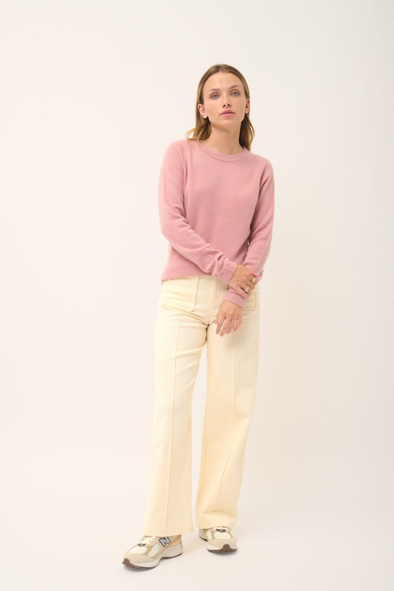 Pull Col Rond Jane - 100% Cachemire 2 Fils - Bois De Rose - Femme