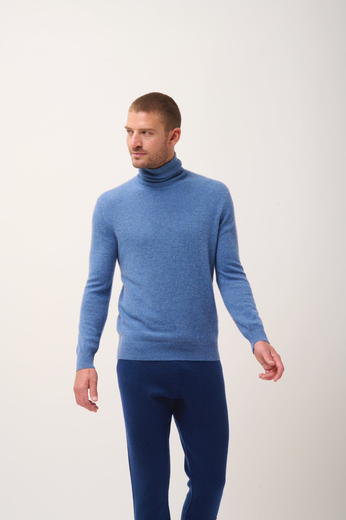 Pull Col Roulé - Connor - Bleu Denim
