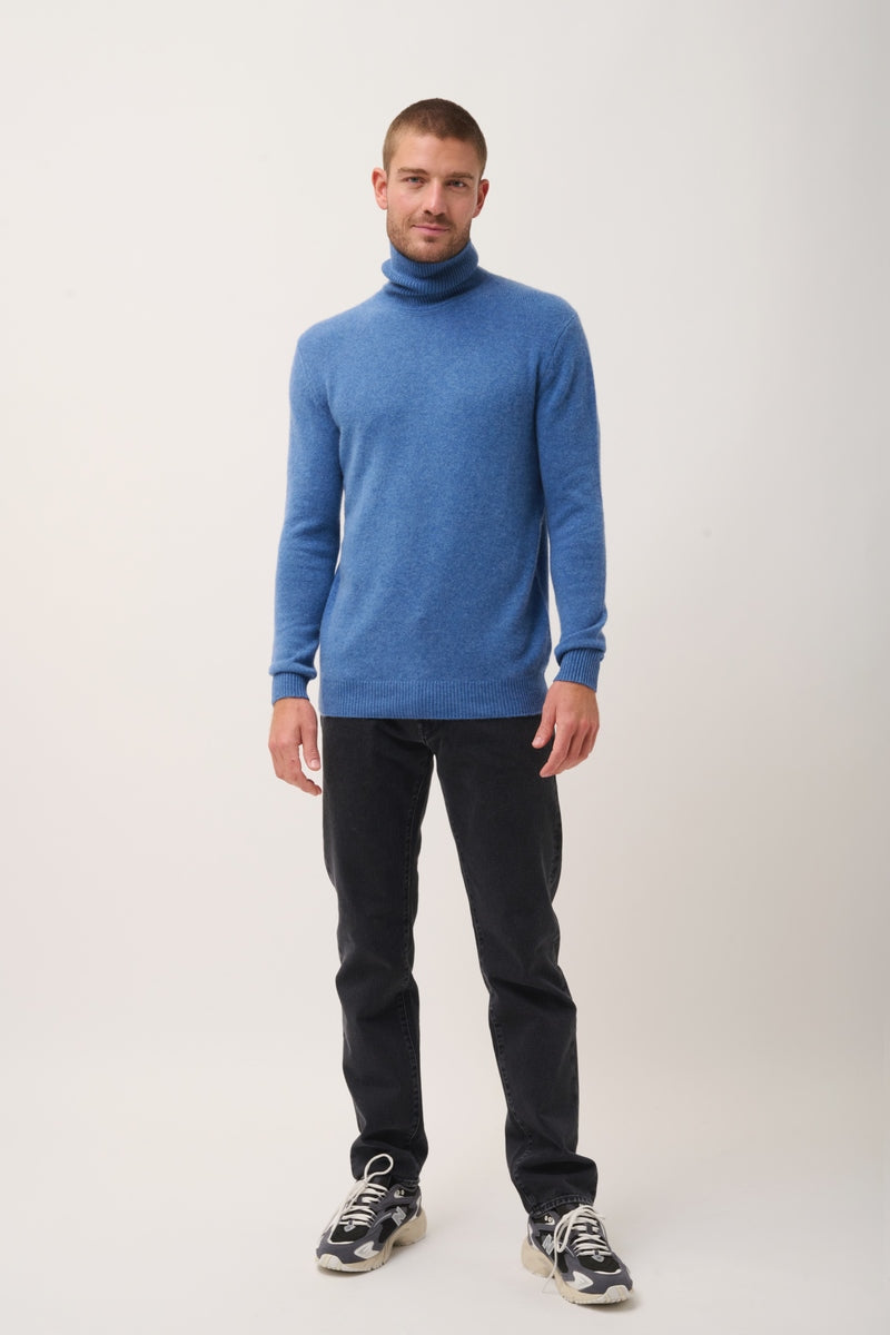 Jersey de cuello alto de 4 hilos - Sacha - Azul denim