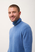 Jersey de cuello alto de 4 hilos - Sacha - Azul denim