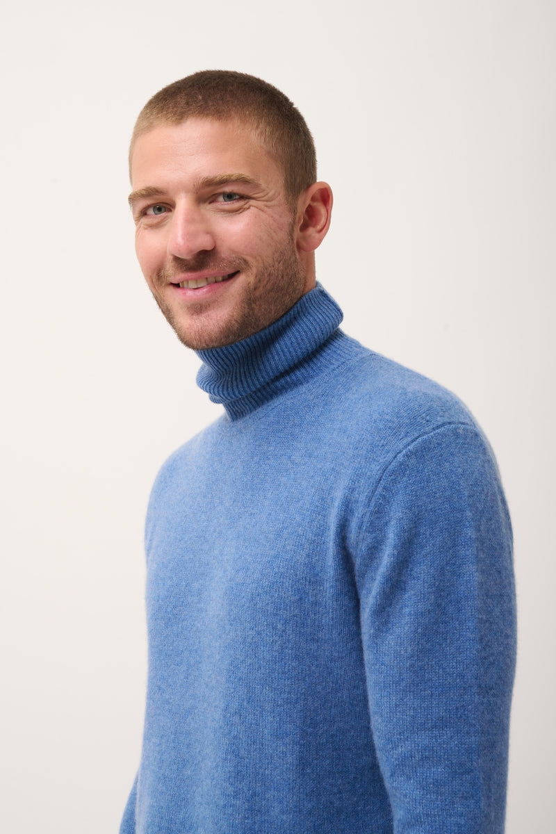 Jersey de cuello alto de 4 hilos - Sacha - Azul denim