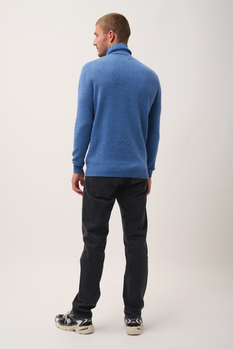 Jersey de cuello alto de 4 hilos - Sacha - Azul denim