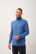 Jersey de cuello alto de 4 hilos - Sacha - Azul denim